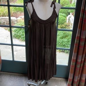 Filippa k Italy brown silk jersey smocked dress S